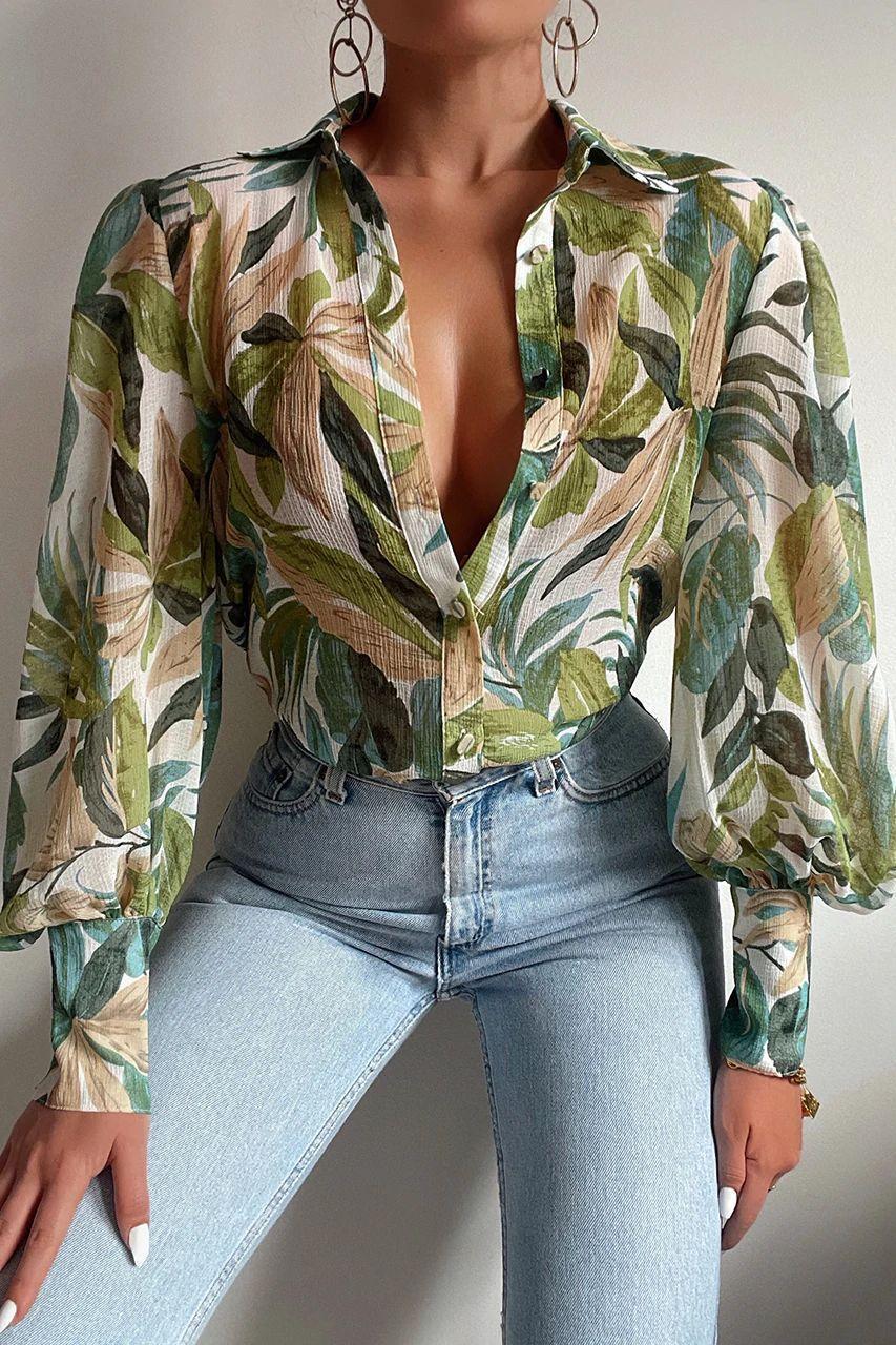 Women's Blouse Long Sleeve Blouses Printing Vintage Style Flower display picture 2