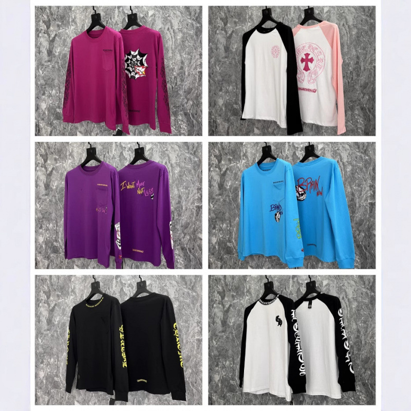 2025 Foreign Trade Cross-Border Trendy Brand Crow Popular Long-Sleeved T-Shirt Pure Cotton Men's and Women's Loose Ready-Made One Piece Wholesale 2025 Foreign Trade Cross-Border Trendy Brand Crow Popular Long-Sleeved T-Shirt Pure Cotton Men's and Women's Loose Ready-Made One Piece Wholesale