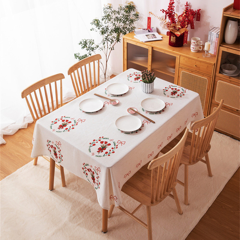 Tovaglia rettangolare per tavolino da caffè, tavolo da pranzo, decorazione per sala da matrimonio con stampa digitale rossa di tulipani e fragole._voghion.com