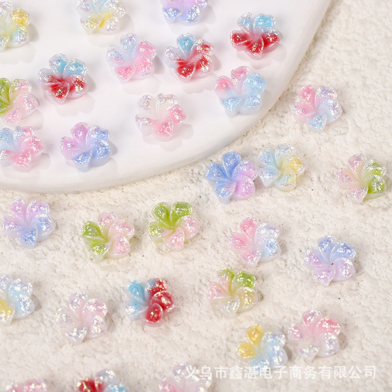 Oil Painting Five-Petal Flower Nail Art Jewelry Two-Color Resin Flower Nail Art Accessories Mobile Phone Case Decoration DIY Jewelry Accessories