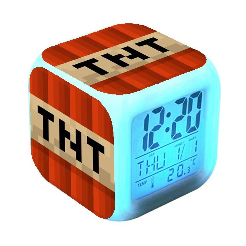 Reloj Despertador Infantil Cuadrado con Cambio de Color