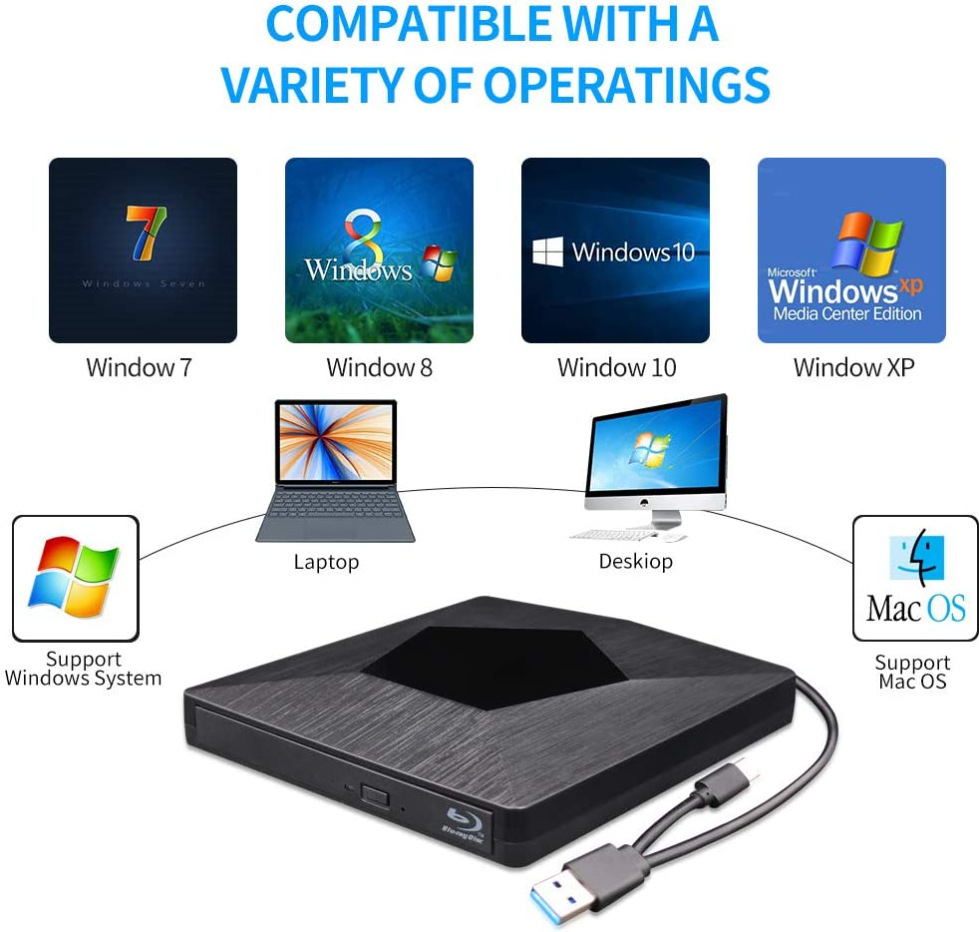 USB3.0/Type-C外置DVD刻錄機DVD/CD外接驅動器適用於台式/筆記本