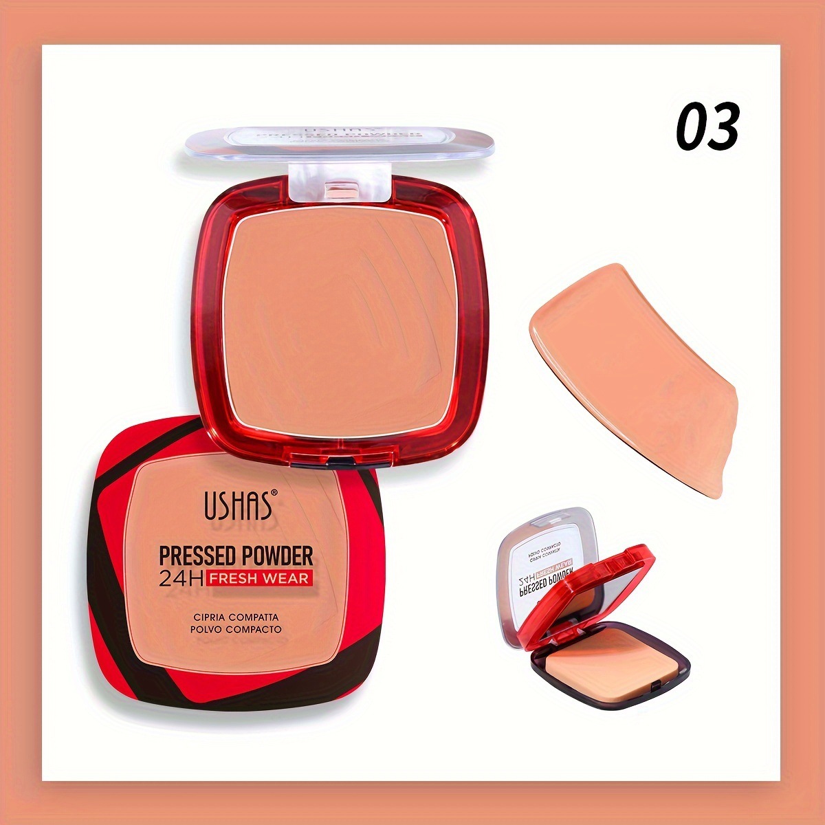 USHAS Polvo de maquillaje de punto transfronterizo Corrector de maquillaje fijo Impermeable e hidratante de larga duración FC648A B