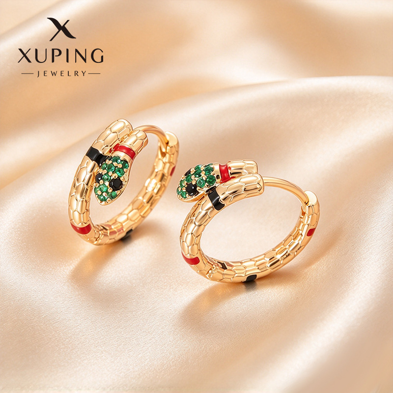 Pendientes de Aro con Zirconia de Aleación de Cobre Bañado en Oro de 18K