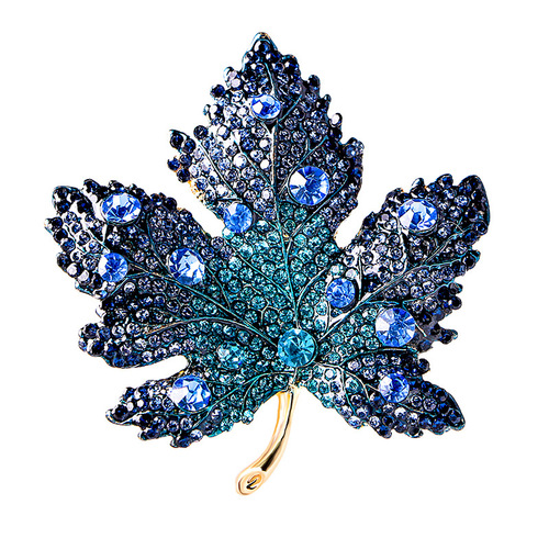 Heavy industry crystal maple leaf brooch, high-end women's exquisite luxury simple corsage, high-end suit coat pin accessories