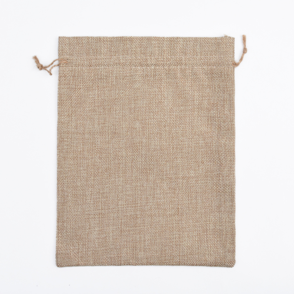 Vintage bolsa de lino cordón Navidad regalo artesanía joyería embalaje imitación Lino pequeño bolso de lino fábrica al por mayor