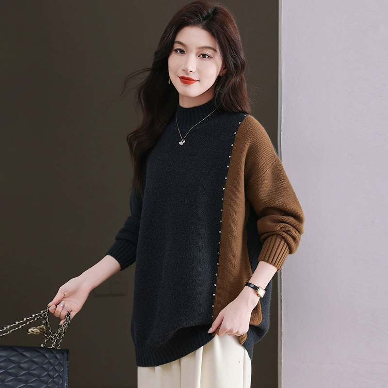 Мама одевает осенний и зимний свитер женский свободный толстый плюс большой размер свитер