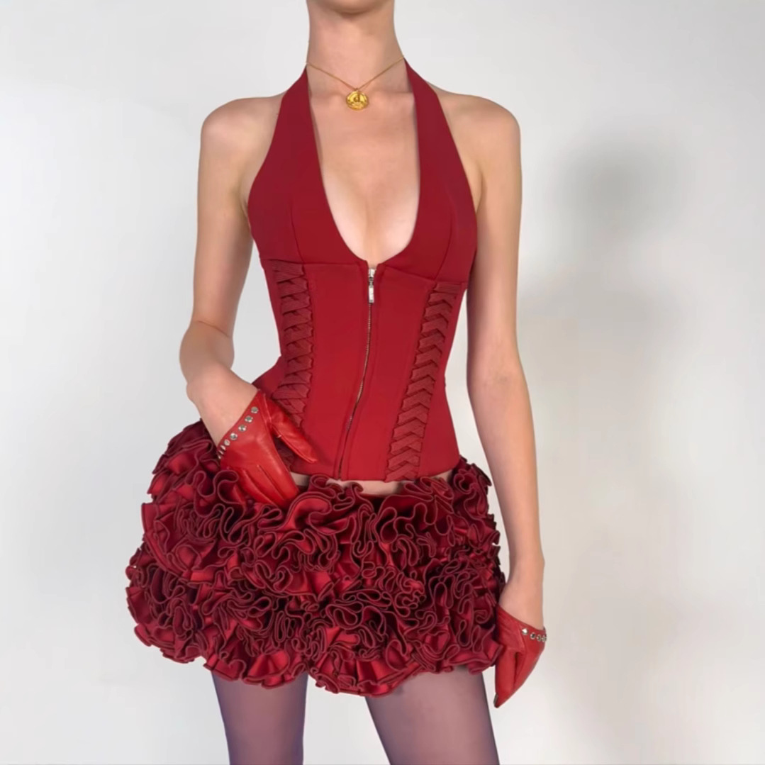 Jennie mismo estilo dios restauración fanci compuesto multicapa industria pesada moldeadora almohadilla para el pecho sujetador de hueso de pescado top de tubo halter image 4