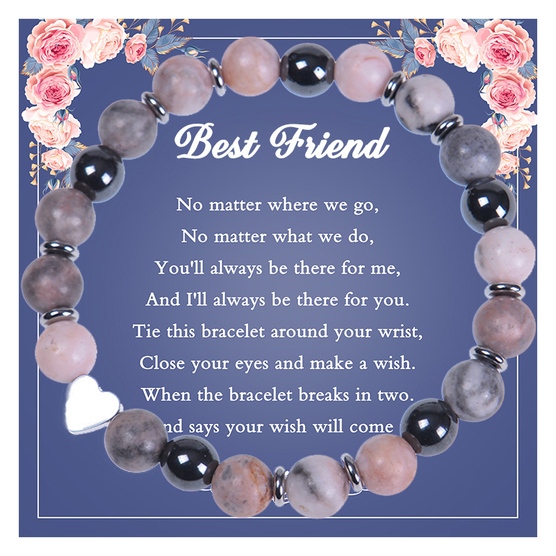 Retro Heart Shape natural stone Agate Beaded Bracelets 1 Piece