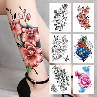 Temporary Tattoo Stickers for Women with Floral Designs: Peony, Rose, Butterfly, Lace, and Watercolor Floral Patterns for Half Arm or Leg