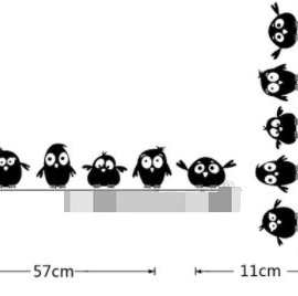 可爱调皮小鸟墙贴可移除家居卧室客厅玻璃背景装饰贴画A1570