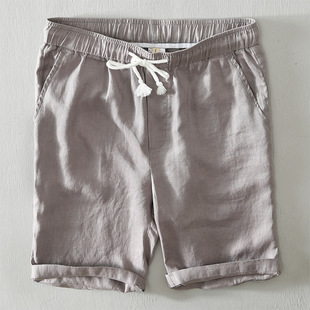8103 straight drawstring shorts men's solid color casual pants linen large size breathable loose beach pants a generation of hair