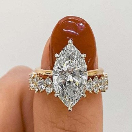 Cross-Border Hot-Selling White Diamond Marquise Ring, Micro-Encrusted Full-Circle White Diamond Set Ring, Luxury Trendy Fashion Ring Wholesale