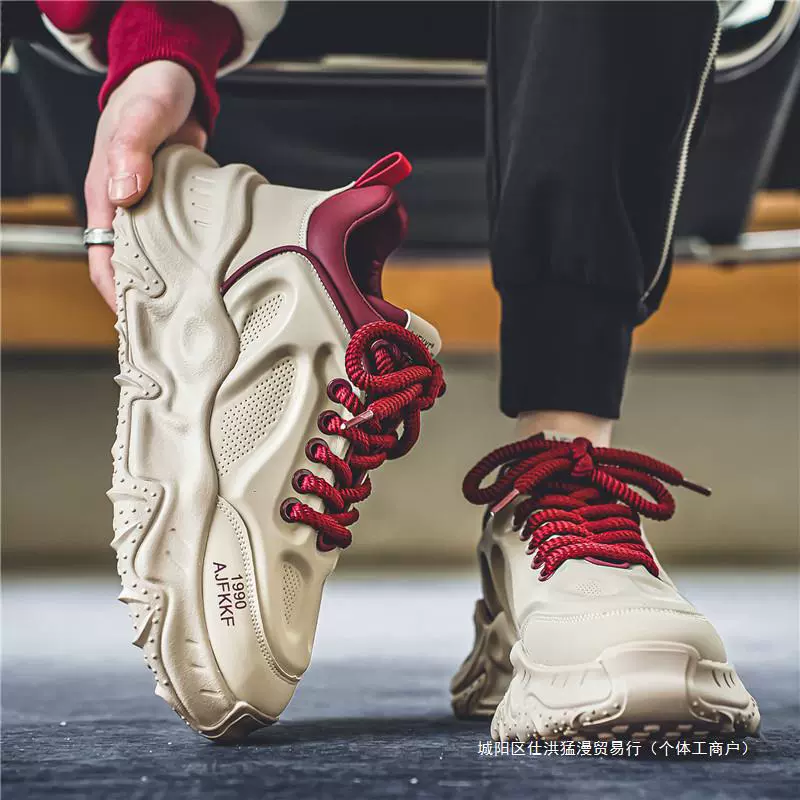 Чистая красная обувь отца мужской летний 2024 новый стиль мужской обуви прилив бренд повседневный дикий кроссовки на толстой подошве