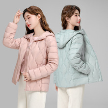 跨境TikTok轻薄款休闲女士羽绒服时尚百搭白鸭绒轻型保暖大码外套