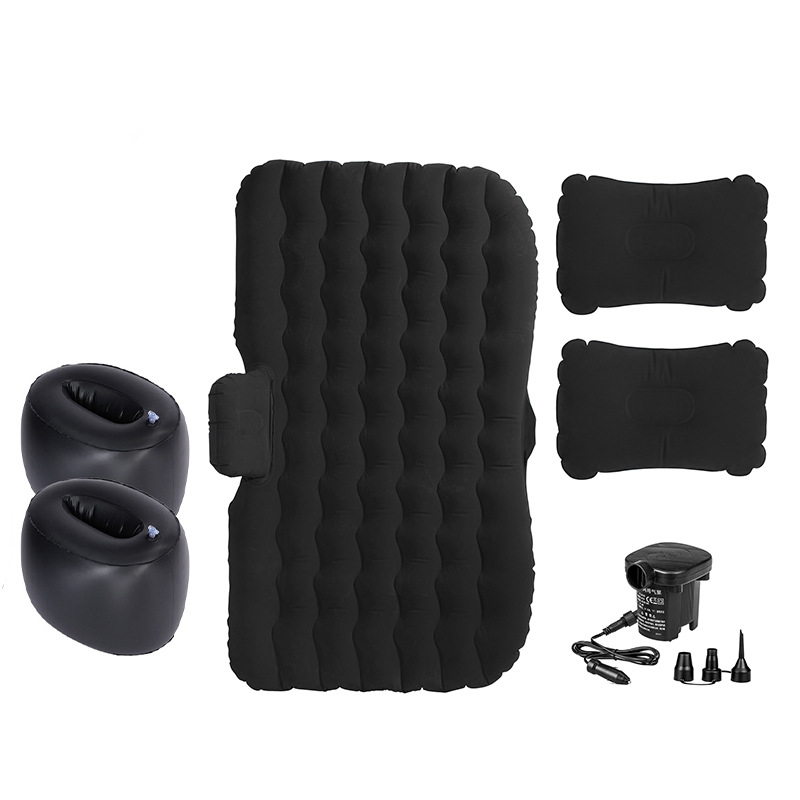 Vehicle-mounted inflatable bed – Qìchē Sleeping - split-flocked-wavy-stripe-black-double-stool