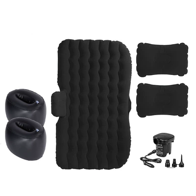 Vehicle-mounted inflatable bed – car air bed - split-flocking-wavy-black-double-pier