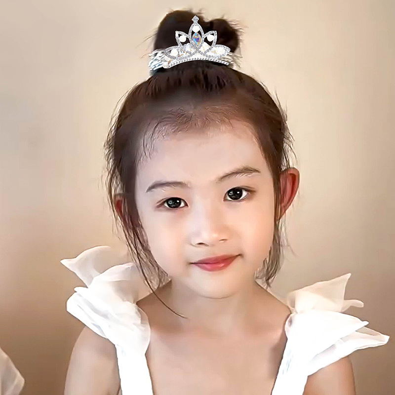 Niños perlas corona perlas perlas niñas bolas de cabello fijo artefacto princesa tocado de cabello para niñas joyas de cabello al por mayor