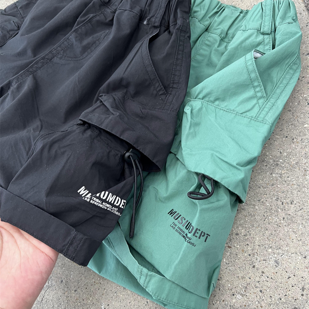 Sommerbørns amerikansk stil store lommer tynde arbejdsshorts til mænd og kvinder, løse snøreshorts, street glatte bukser_voghion.com