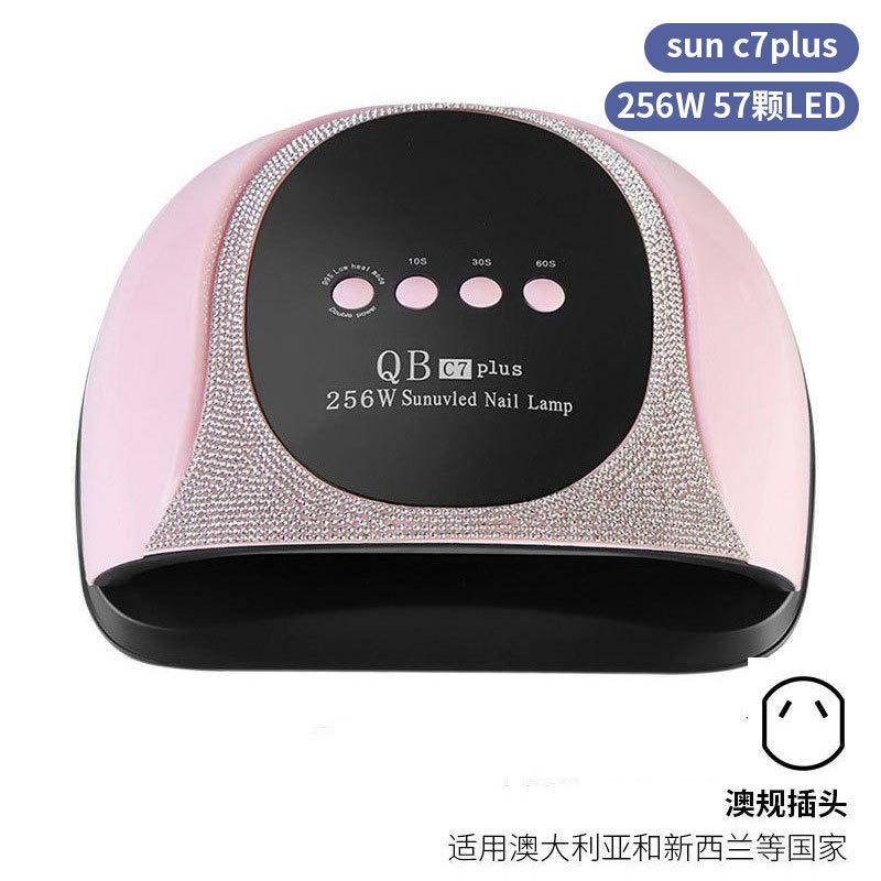 Lámpara de manicura inteligente de alta gama de luz de terapia de diamante 256W de alta potencia de pegamento de vinilo lámpara de horneado de dos manos secador de uñas transfronterizas