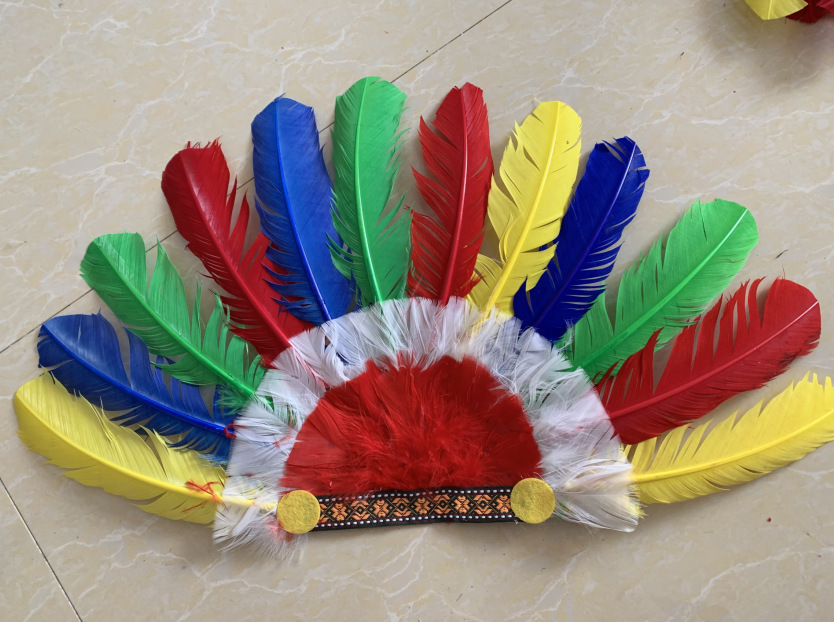 Halloween salvaje decoración fiesta cosplay tocado pluma india color jefe pluma indígena