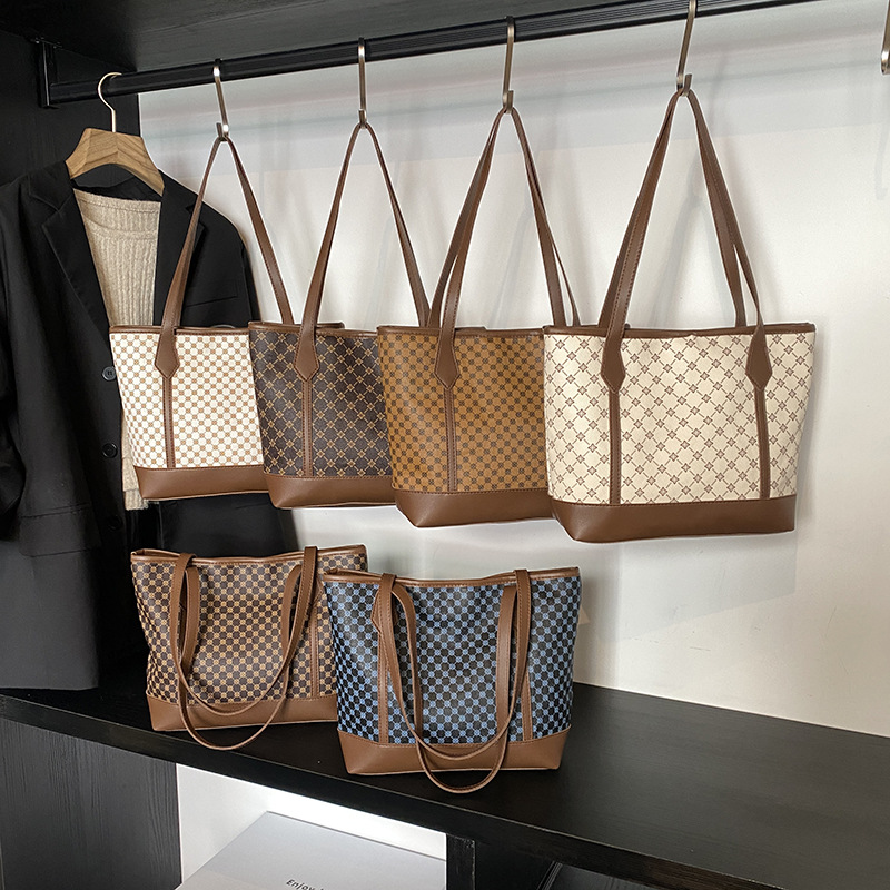 Tide retro bolso de tote 2025 primavera nueva gran capacidad bolso de mamá impresión europea y americana bolso de hombro bolso de mujer