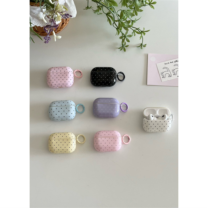 Japanese and Korean Solid Color Polka Dot Airpodspro3 Earphone Case Suitable for Apple 1/2/3/4 Generation Wireless Bluetooth Protective Cover Japanese and Korean Solid Color Polka Dot Airpodspro3 Earphone Case Suitable for Apple 1/2/3/4 Generation Wireless Bluetooth Protective Cover