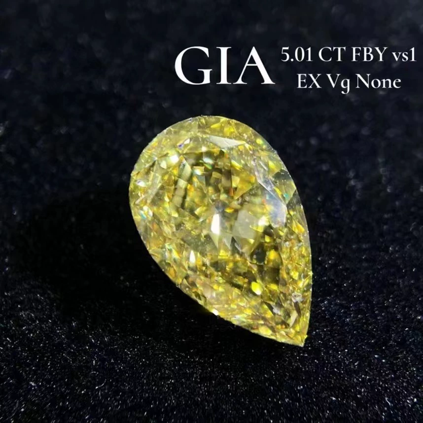 Фабрика прямых продаж новый 5.01ct желтый бриллиант с сертификатом GIA чистота VS1 цвет резки капли желтого бриллианта