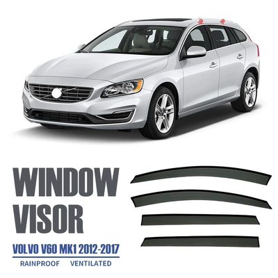 Window visor, Rain shield - standard-packing-without-logo-volvo-v60-mk1-2011-2017-no-bright-strip-wb-rain-shield
