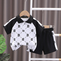 Summer New Items for Kids: 2-Piece Set of Short-Sleeved Shirts and Short Pants for Trendy and Cool Toddlers, Letter POLO Shirts and Children's Casual Pants Sets