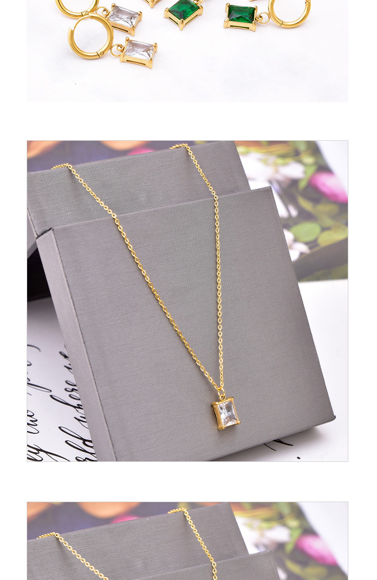 Fashion Geometric Titanium Steel Pendant Necklace Inlay Zircon Stainless Steel Necklaces 1 Piece 1 P