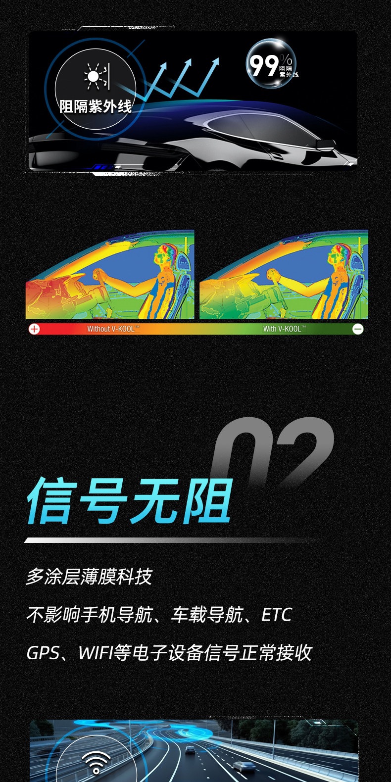 Vkool Weigu Qingyue+Yunchang Car Film Ceramic Film Glass Film Solar Film Car Window Sun Protection and Heat Insulation Film