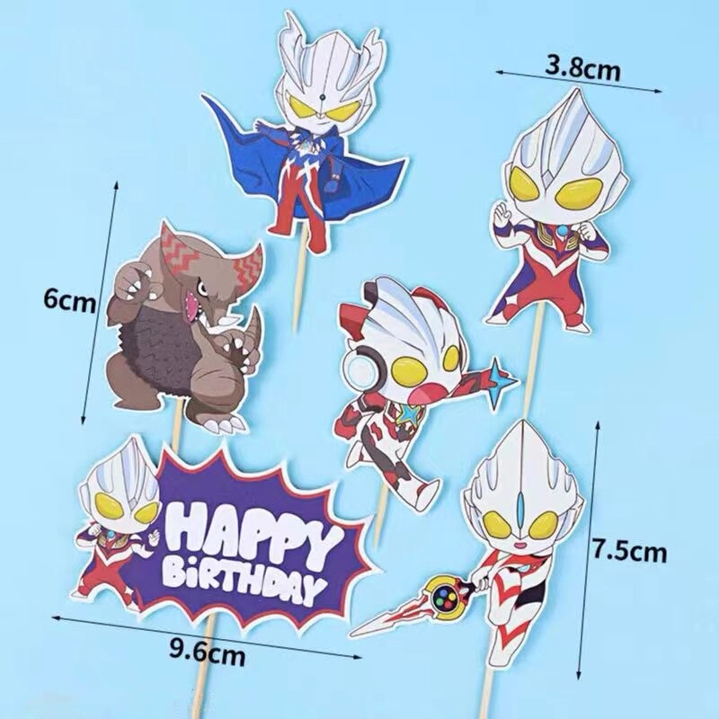 Internet Celebrity Superman Fights Monsters Cake Decoration Plug-In Hero Kidsren's First Birthday Dessert Table Plug-In Baking Accessories