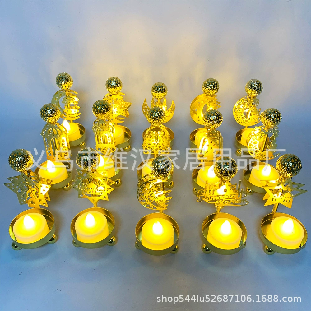 Позолоченный железный подсвечник Star Moon со светодиодной электронной свечой, купол, праздничный настольный декоративный светильник