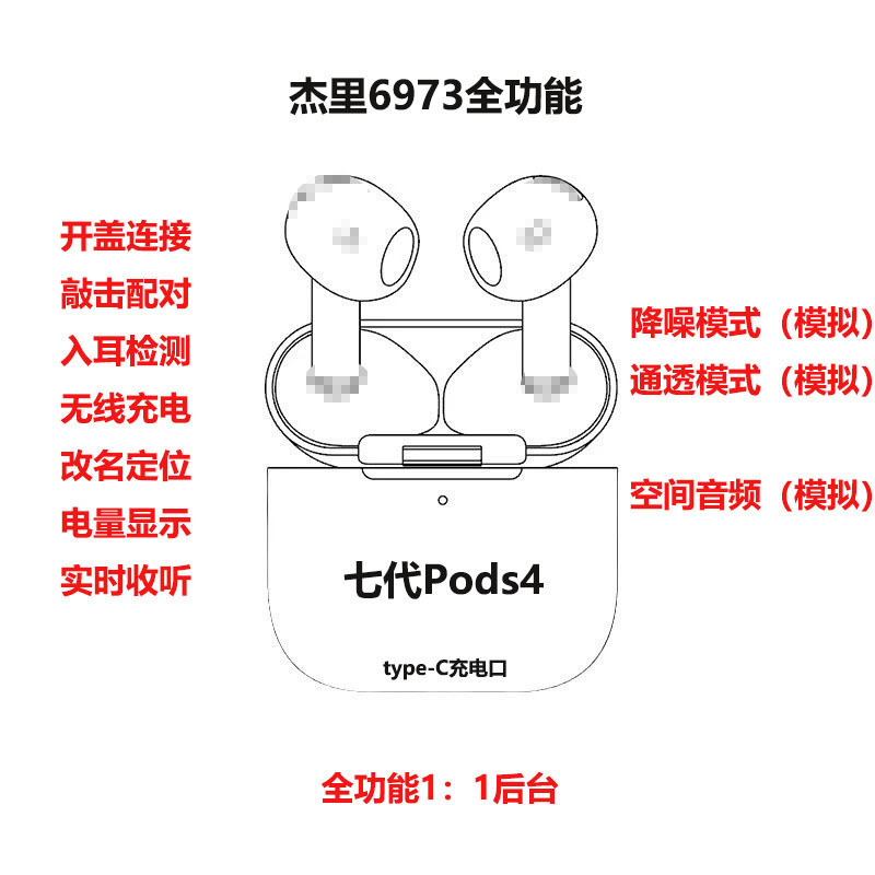 Huaqiangbei 第 4、5、7 世代 Air Jerry Zhongke Yuehu は、Apple pro2 ノイズリダクション Bluetooth ヘッドセットのクロスボーダーに適しています|undefined