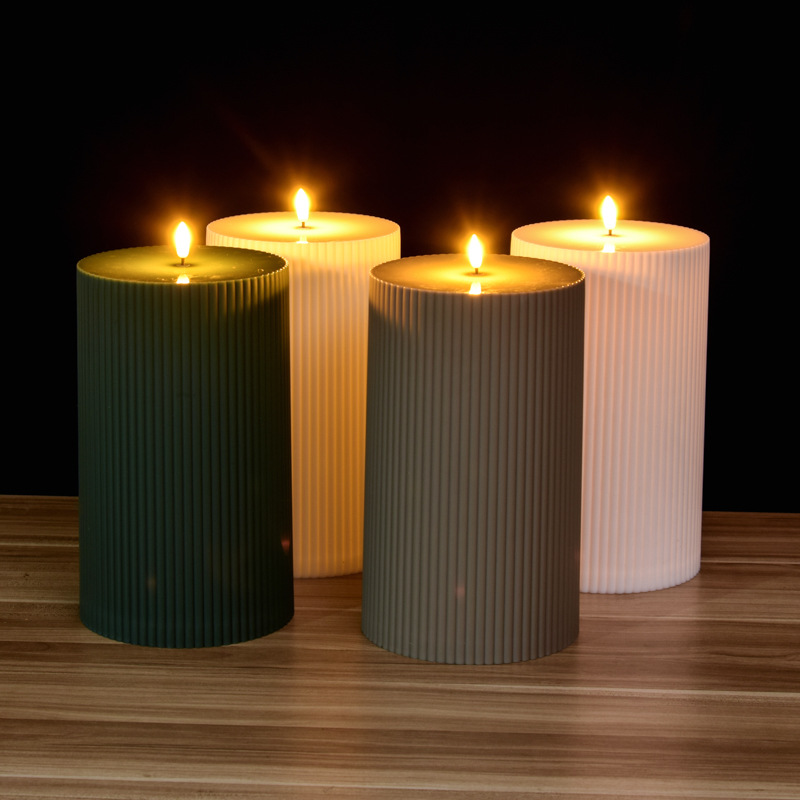 Transfronterizo para la decoración del hogar de cumpleaños de velas LED de banda gruesa vertical francesa retro verde oscuro velas electrónicas