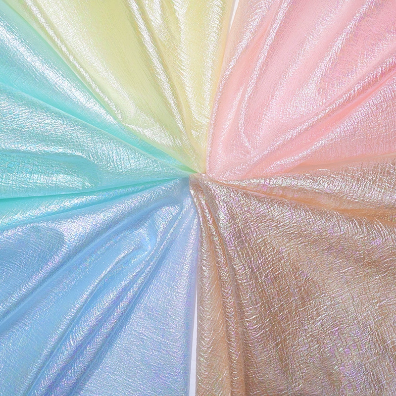 Symphony Seersucker Fabric Stage Performance Clothing Wedding Banquet Decoration Shiny Crepe Wrinkled Colorful Stereo Shape Yarn
