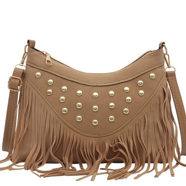 American Rivet Tassel Bag for Women 2025 New Trendy Maillard Western Saddle Bag Versatile Ins Style Crossbody Bag