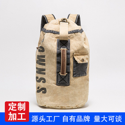 Europe and America Retro portable Backpack Backpack machining customized capacity outdoors travel canvas knapsack