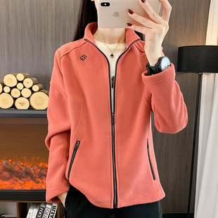 24R701 Outdoor Sports Autumn and Winter Thickened Fleece Jacket Warm Polar Fleece Cardigan Top Zipper Standing Collar Running