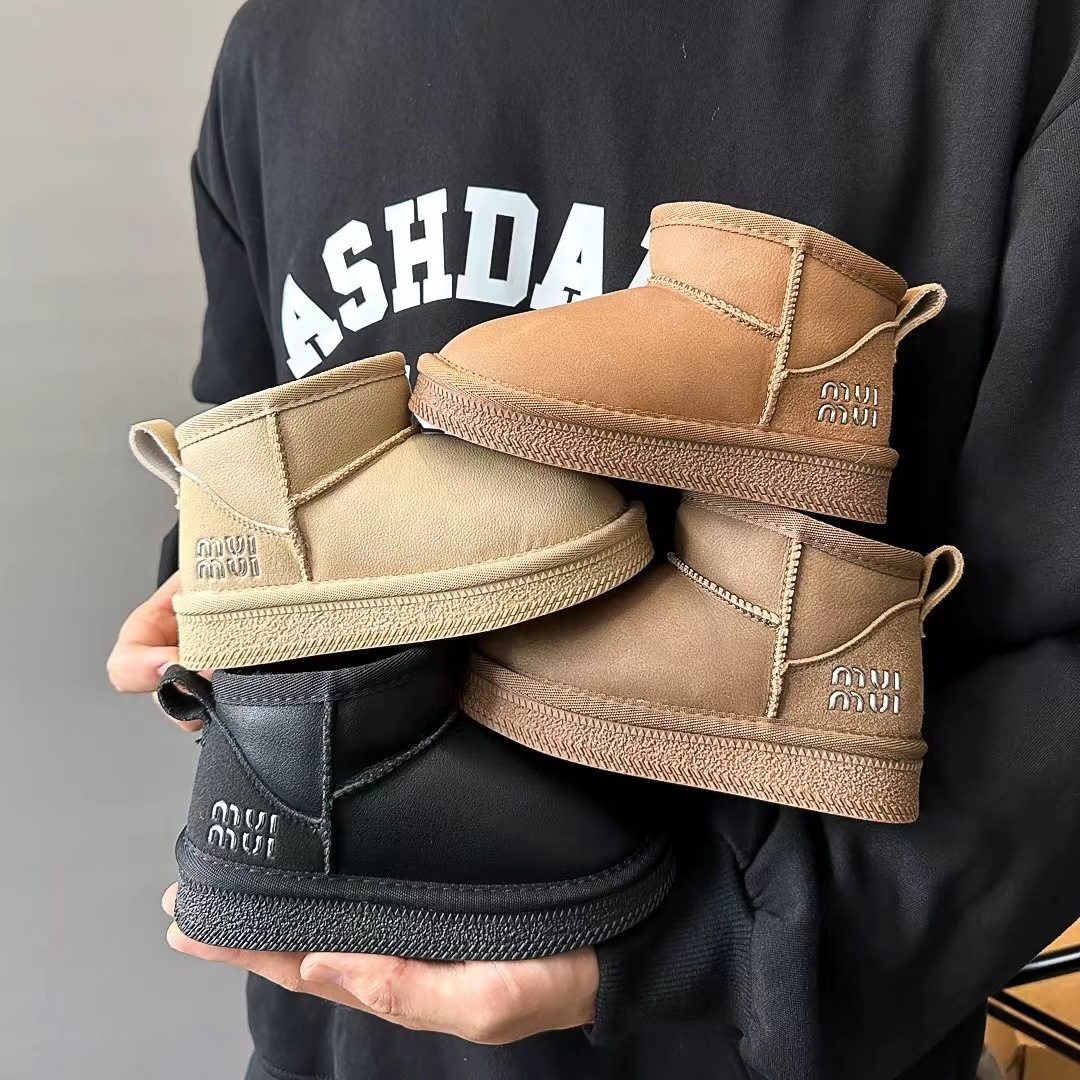 Children's Snow Boots 2025 Winter New Style Girls' Velvet Short Boots Boys' Thickeneded Cotton Boots Warm and Waterproof Baby Shoes