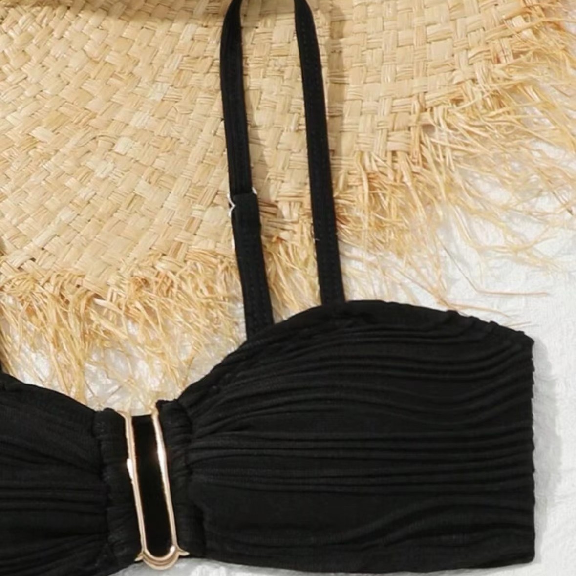 Abbigliamento donna Costume da bagno bikini a tre pezzi sexy da donna, in poliestere ad asciugatura rapida, copertura moderata, ideale per la spiaggia e la piscina._voghion.com