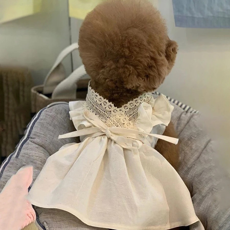 Dog Pet Clothes Summer New Floral Flutter Sleeve Princess Dress For Teddy Bichon Puppy Cat Cute_voghion.com