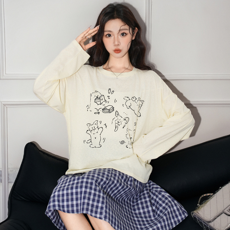 Jiyou Thin and Slightly Transparent Sun-Protective Cover-Up Design T-Shirt for Women, 2026 Summer Large Loose Printed Top