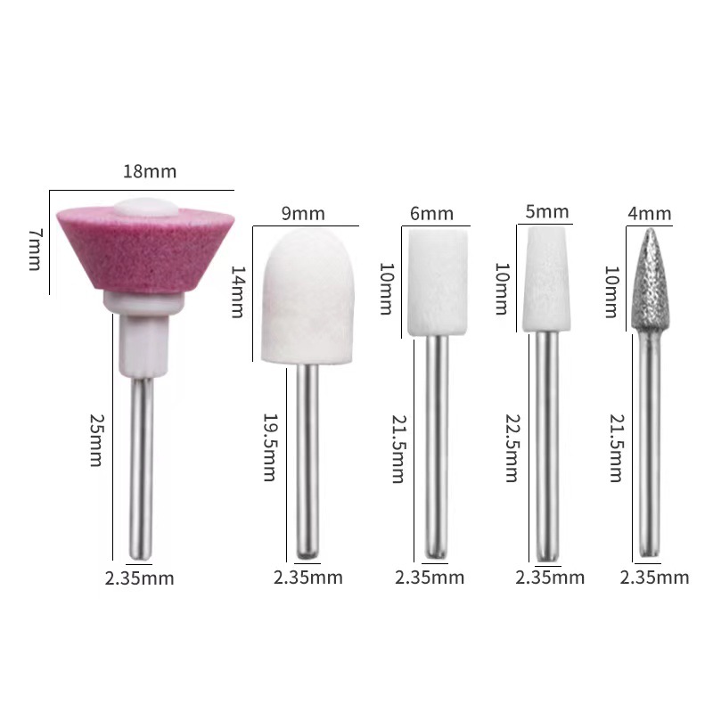 Traje de cabeza de pulido de uñas directo de fábrica 5 piezas removedor de uñas de diamante pulido peeling herramienta