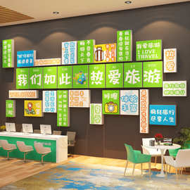 网红旅行社墙面装饰画门店背景形象公司办公室氛围布置企业文化贴