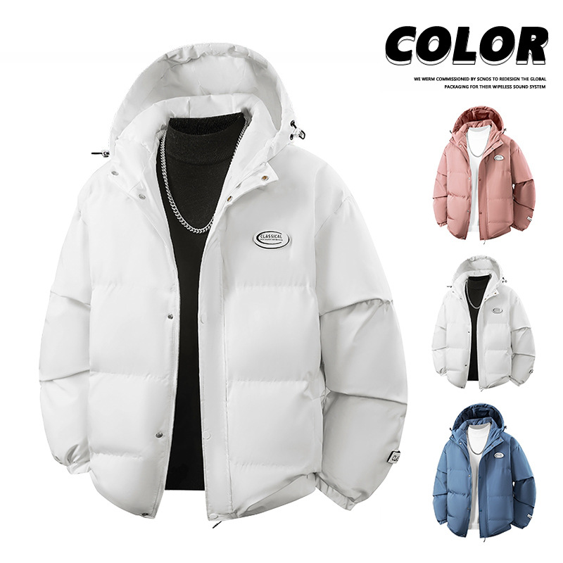 2026 New Men's Down Cotton Jacket for Autumn and Winter, Trendy Brand, Fleece-Lined and Thickened, Couple's Cotton Coat, Men's Outerwear