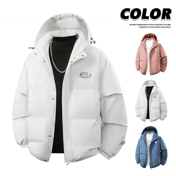 2026 New Men's Down Cotton Jacket for Autumn and Winter, Trendy Brand, Fleece-Lined and Thickened, Couple's Cotton Coat, Men's Outerwear