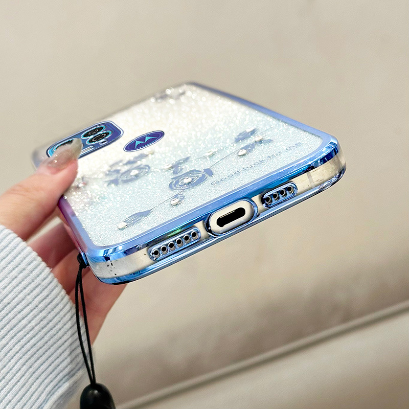 Suitable for Motorola Protector Case Gradient Eternal Flower Lanyard Mobile Phone Case Protective Cover