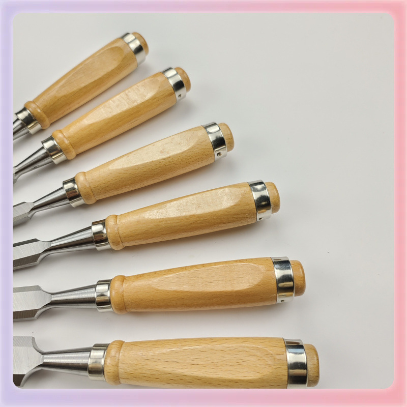 高硬度铬钒钢木工凿高速钢木凿平凿榉木柄木匠手动工具单支四件套